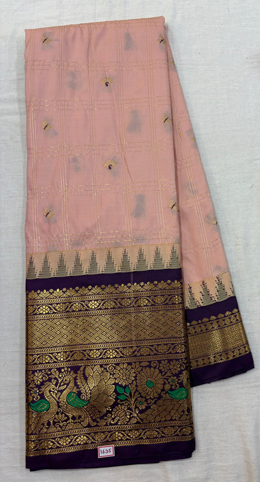 Semi Gadwal Checks Saree