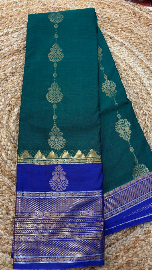 Semi Gadwal Sico Blue Border Sarees