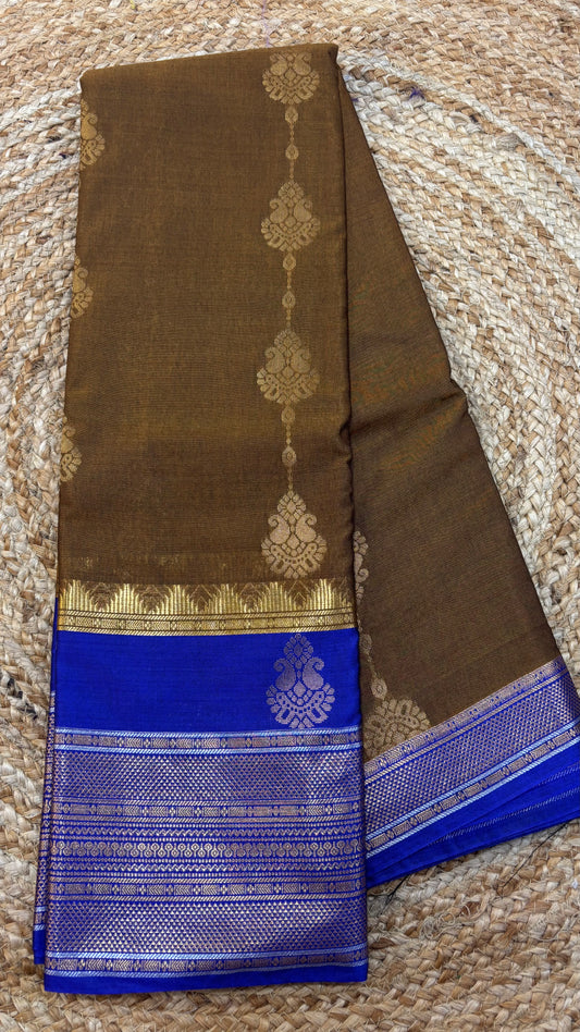 Semi Gadwal Sico Blue Border Sarees