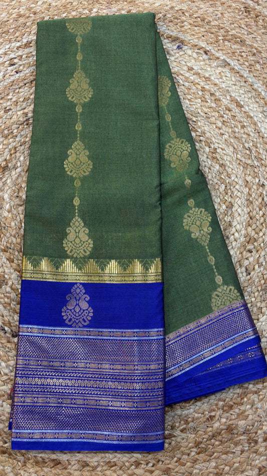 Semi Gadwal Sico Blue Border Sarees