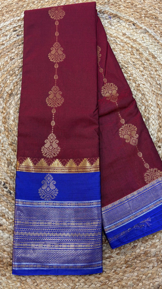 Semi Gadwal Sico Blue Border Sarees
