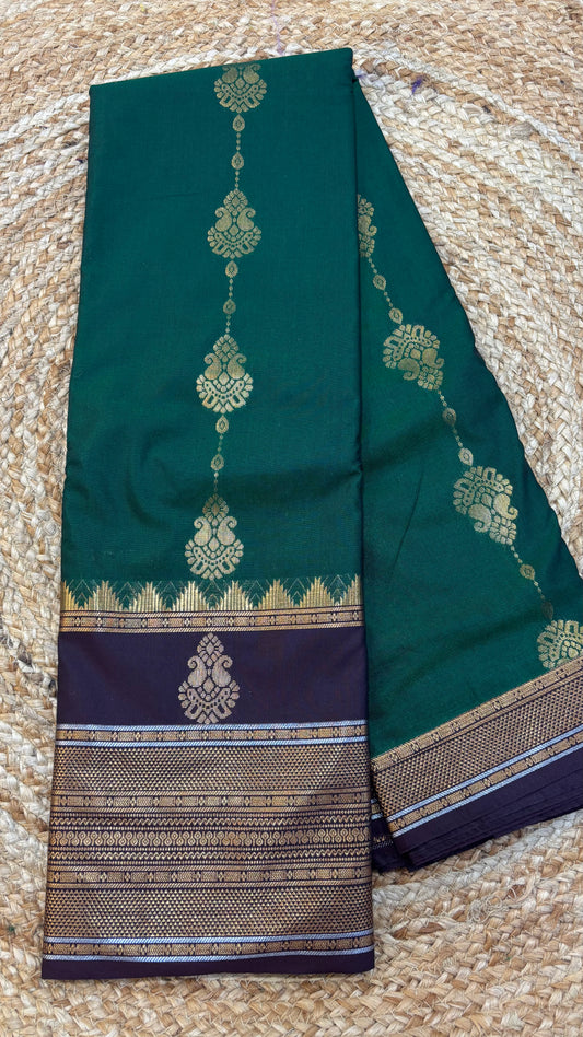 Semi Gadwal Sico Blue Border Sarees