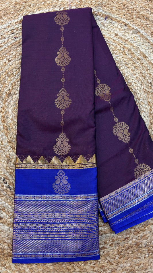 Semi Gadwal Sico Blue Border Sarees