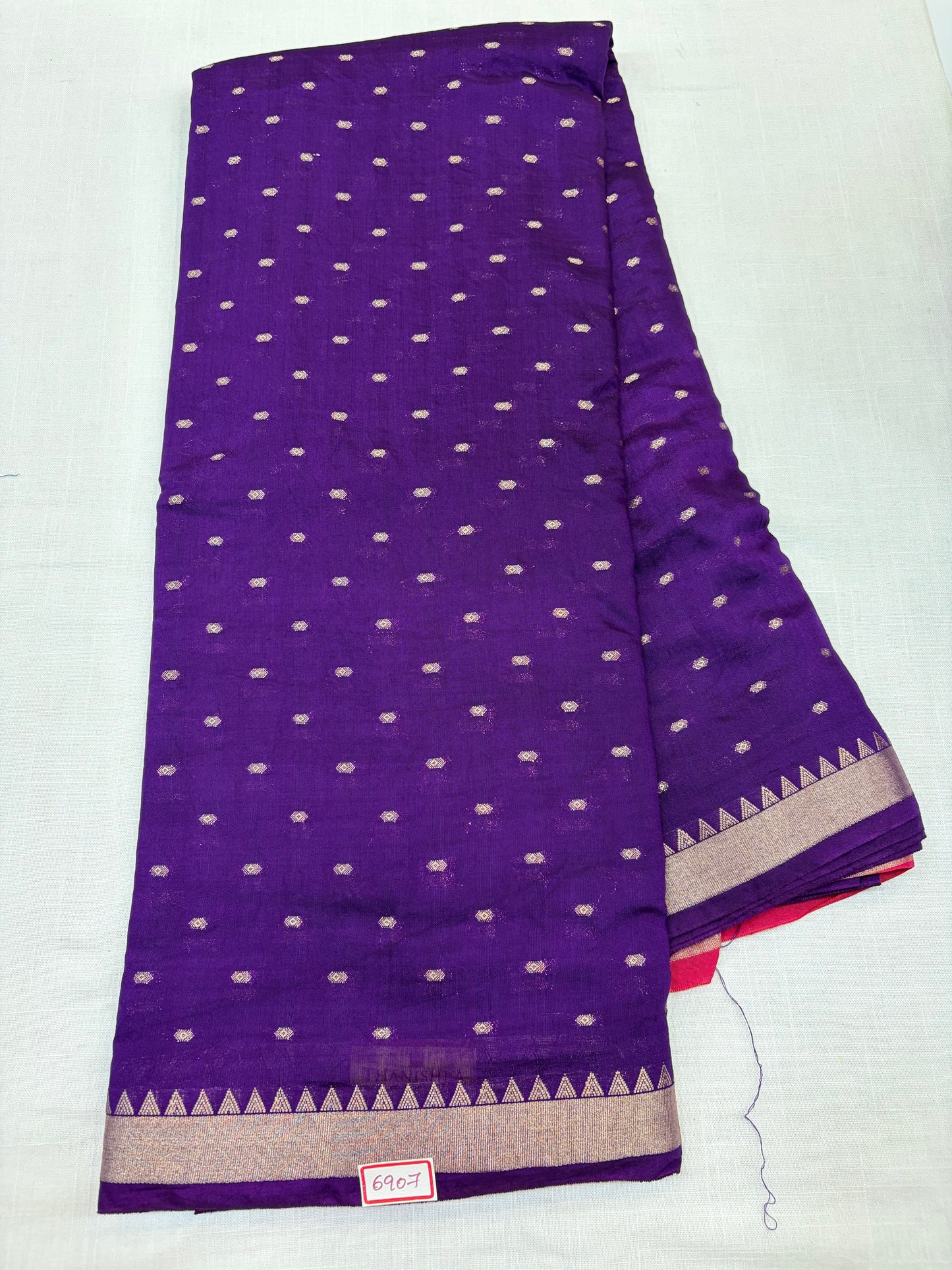 Purple Self Soft Dola Silk Sarees with pink Blouse