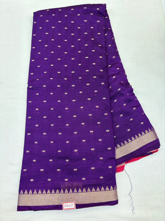 Purple Self Soft Dola Silk Sarees with pink Blouse