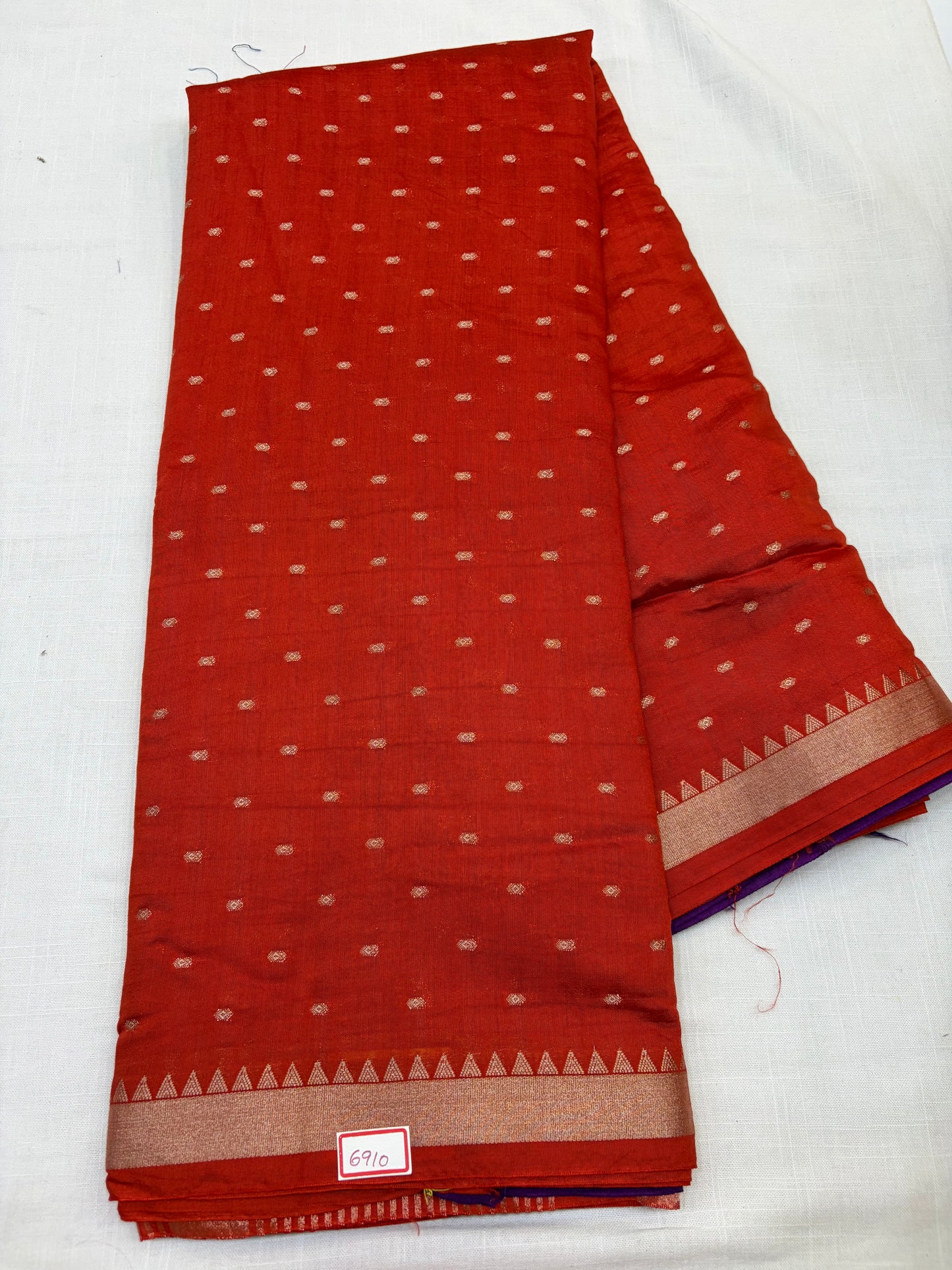 Orange self Soft Dola Silk Sarees with purple blouse