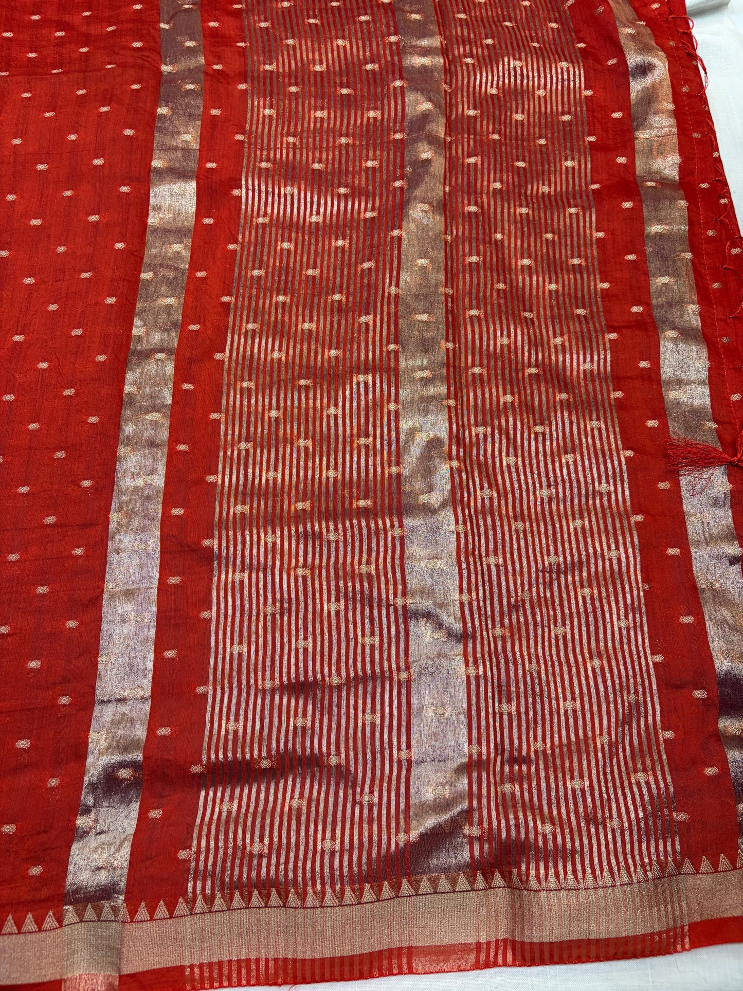 Orange self Soft Dola Silk Sarees with purple blouse