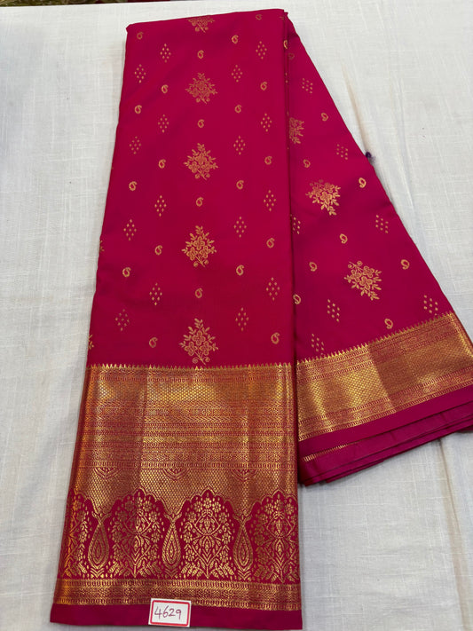 Self Pink Semi Kanchi Butta Sarees