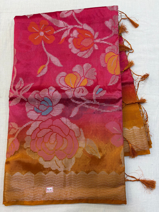 Paper Silk Jamdani Dual Shade sarees