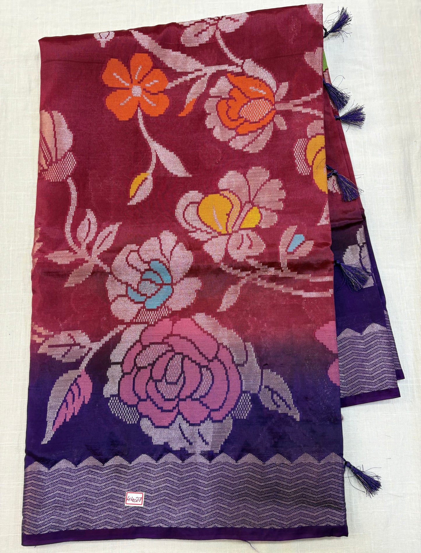 Paper Silk Jamdani Dual Shade sarees
