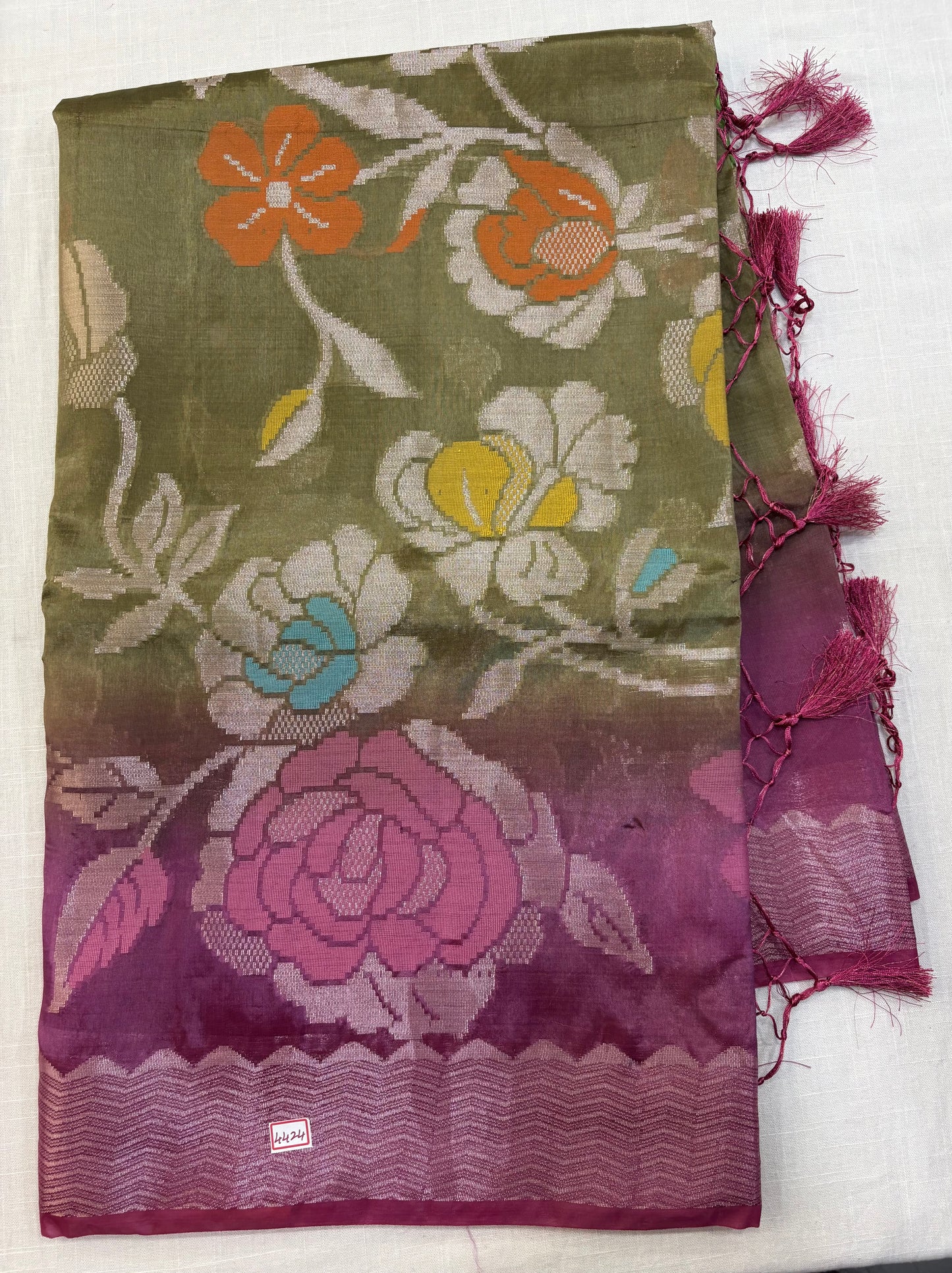 Paper Silk Jamdani Dual Shade sarees
