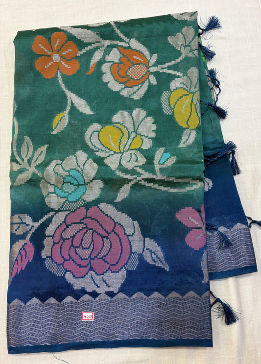 Paper Silk Jamdani Dual Shade sarees