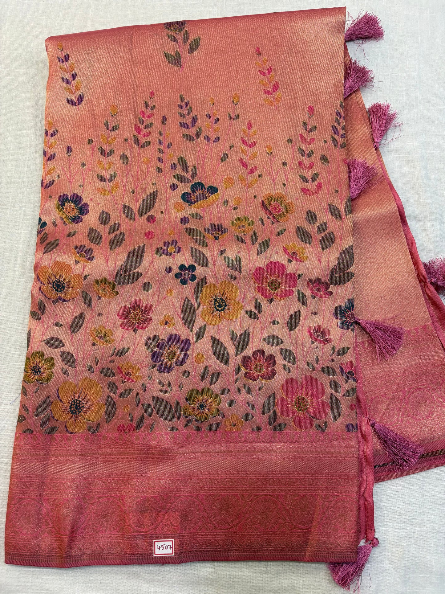 Banaras Georgette Tissue Floral weaving Saree