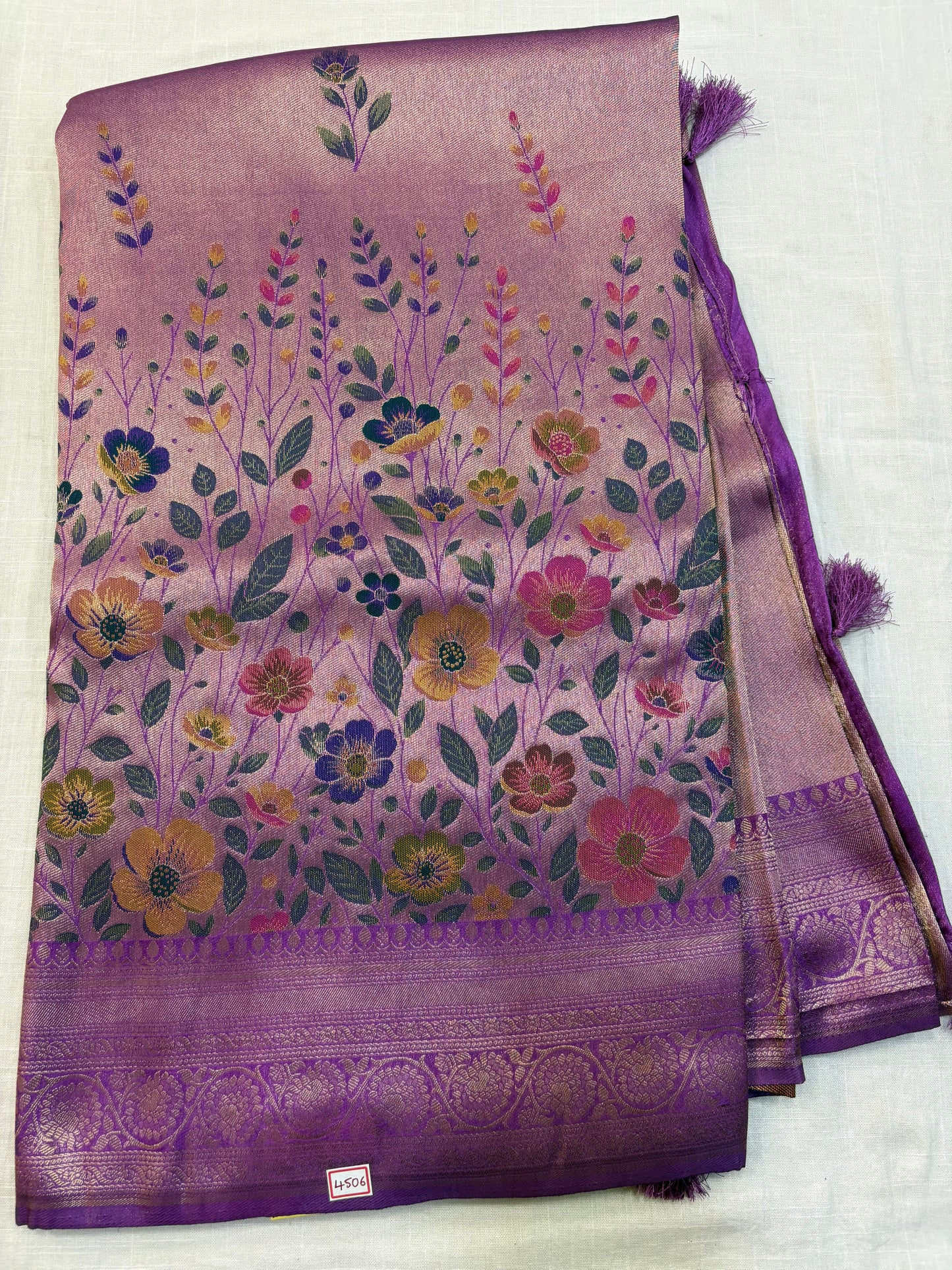 Banaras Georgette Tissue Floral weaving Saree