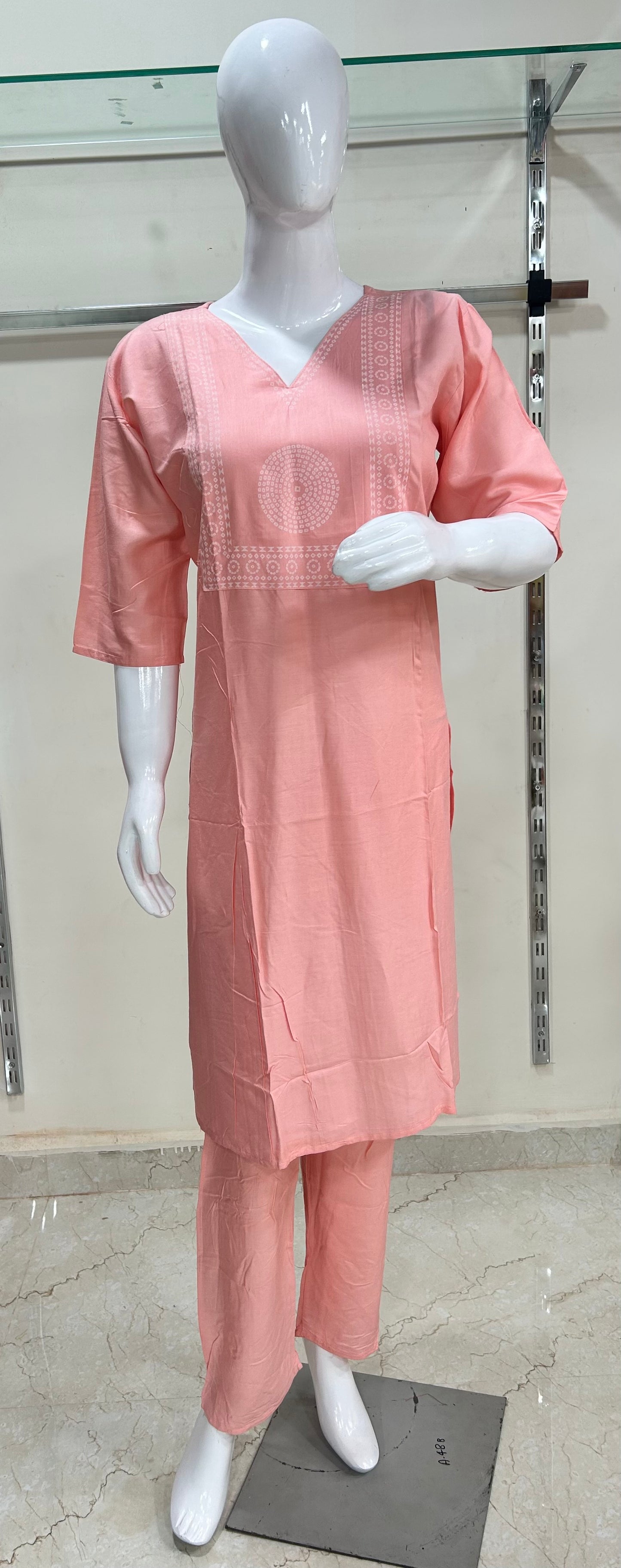 Rayon Block Print 2 piece Kurti