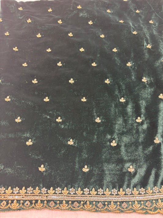 Velvet material -Bottle Green