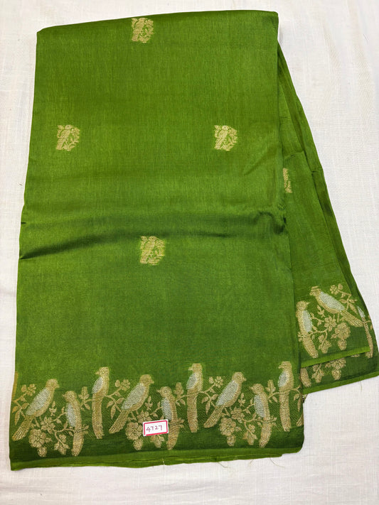 Self Green Russian Crepe saree