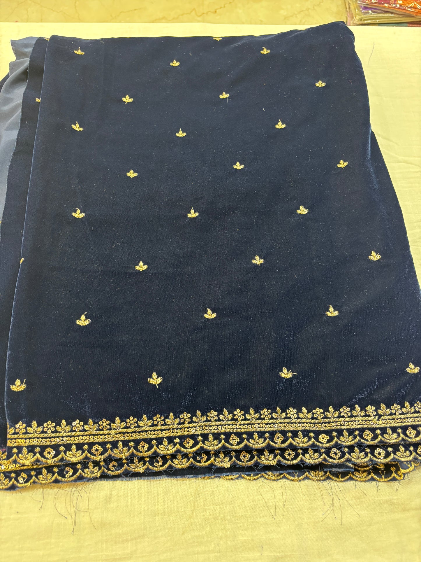 Velvet material Navy Blue