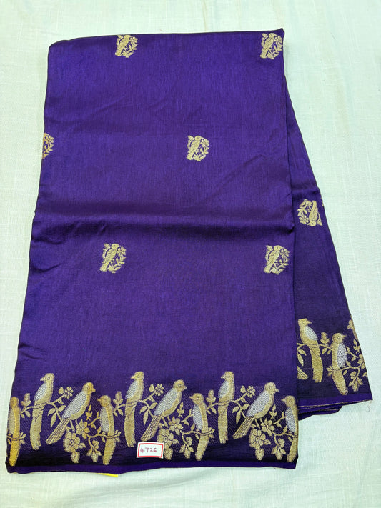 Self Purple Russian Crepe saree