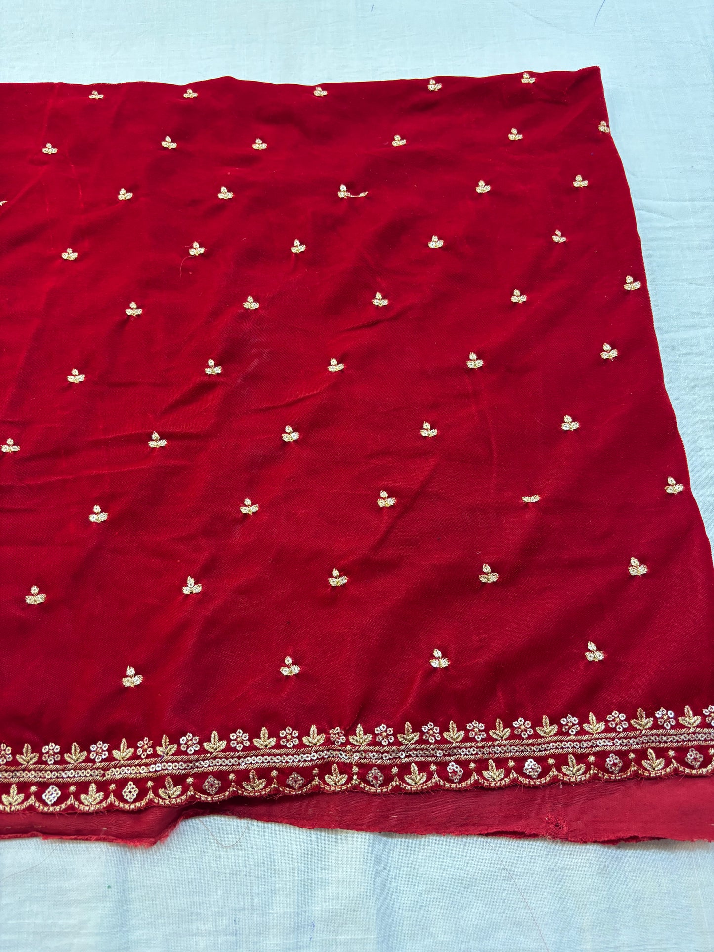 Velvet material Red