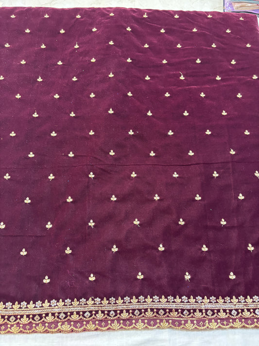 Velvet material Maroon