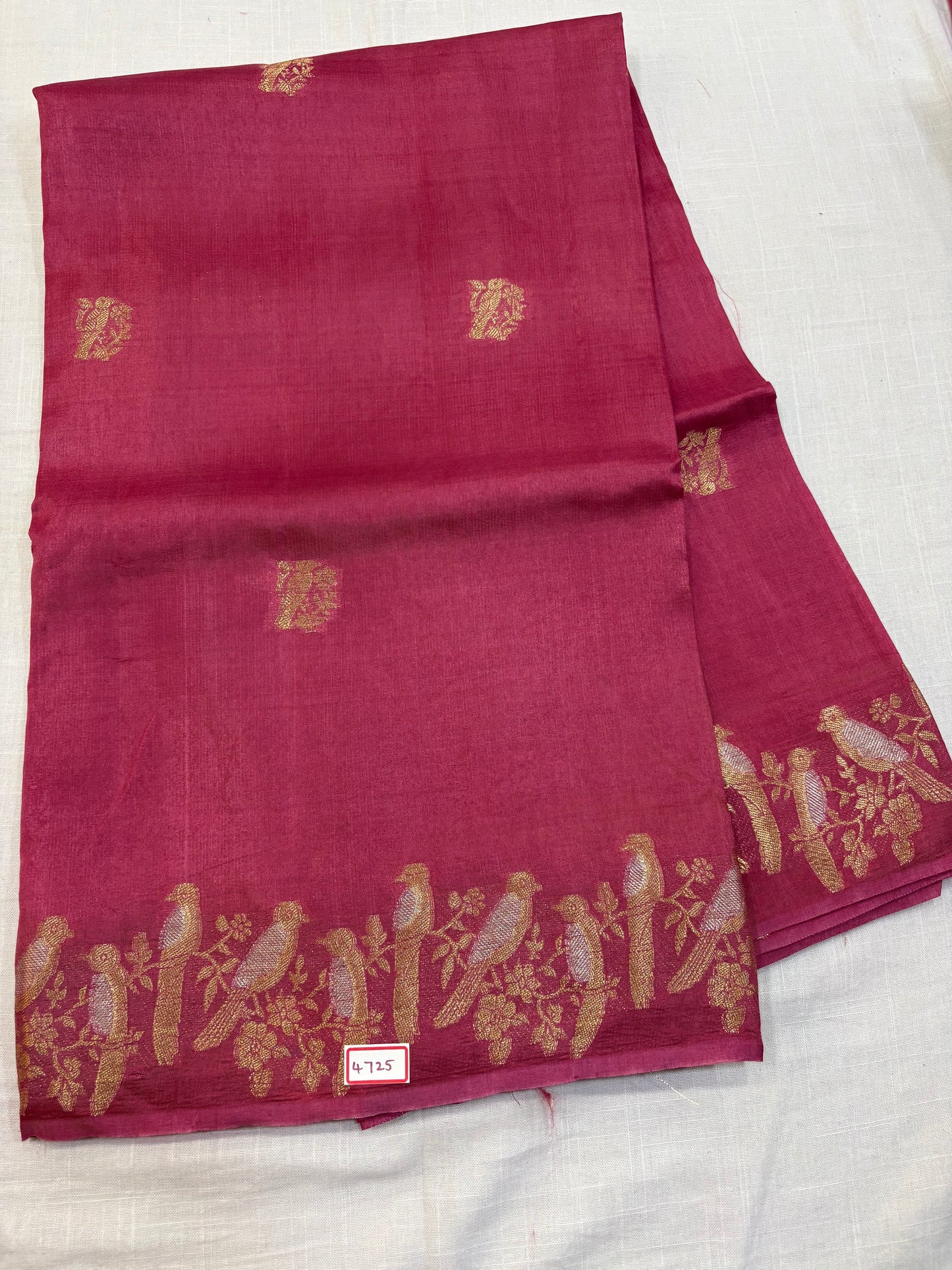 Self Light Pink Russian Crepe saree
