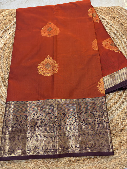 Semi Kanchi Rust Orange Saree-08