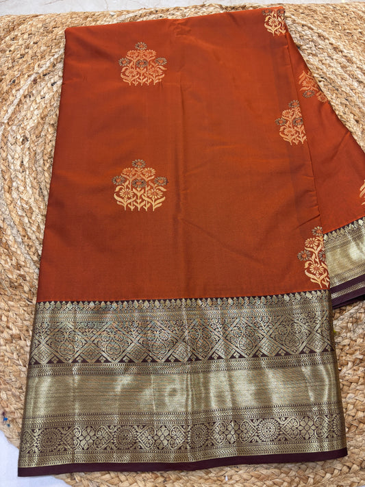 Semi Kanchi Rust Orange Saree-09