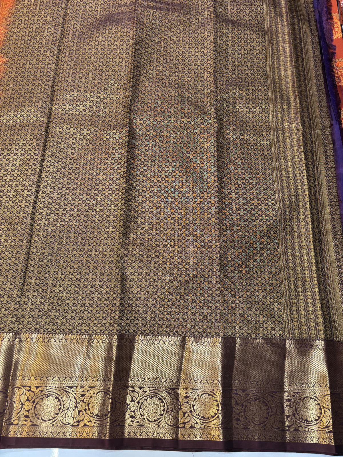 Semi Kanchi Rust Orange Saree-14