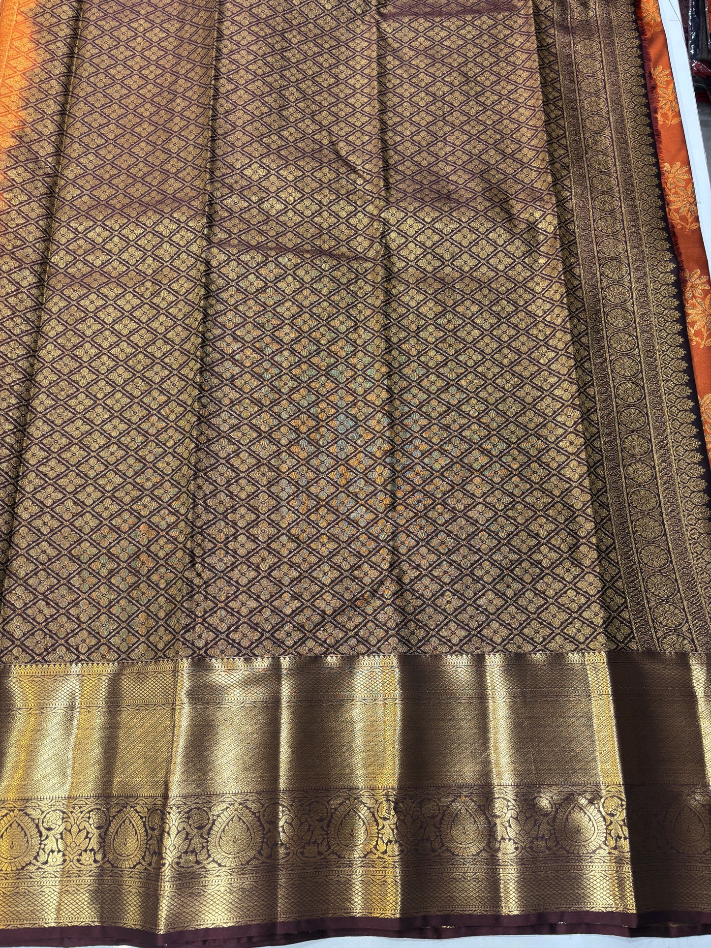 Semi Kanchi Rust Orange Saree-12