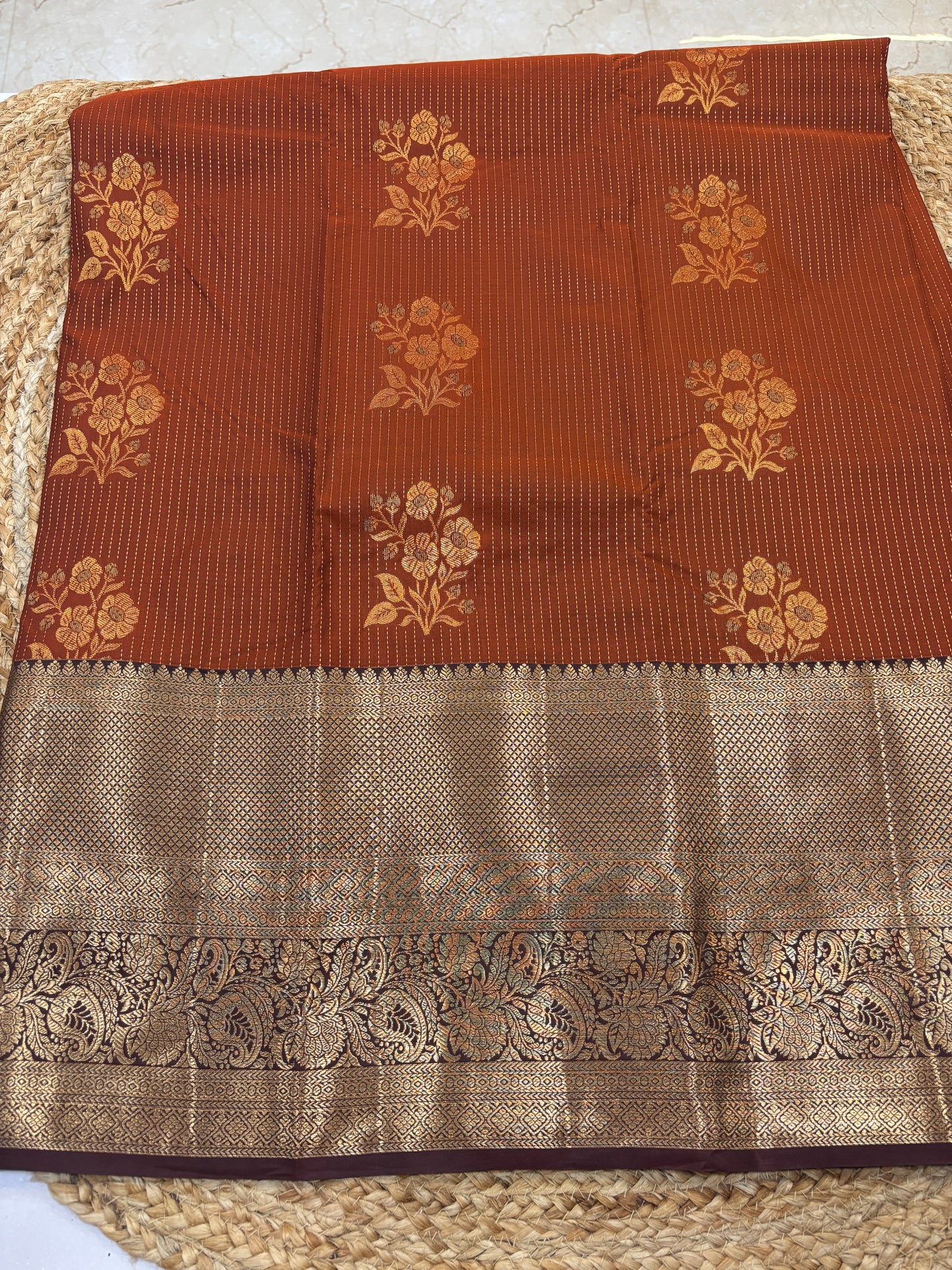 Semi Kanchi Rust Orange Saree-10