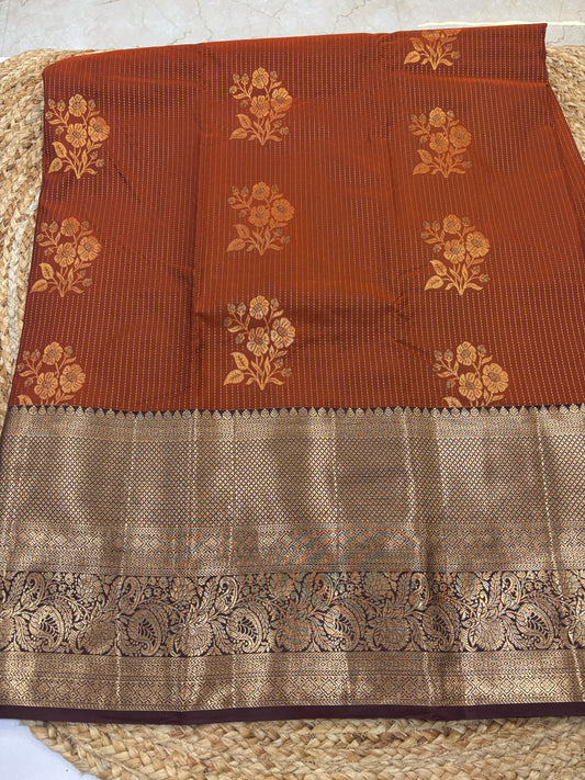 Semi Kanchi Rust Orange Saree-10