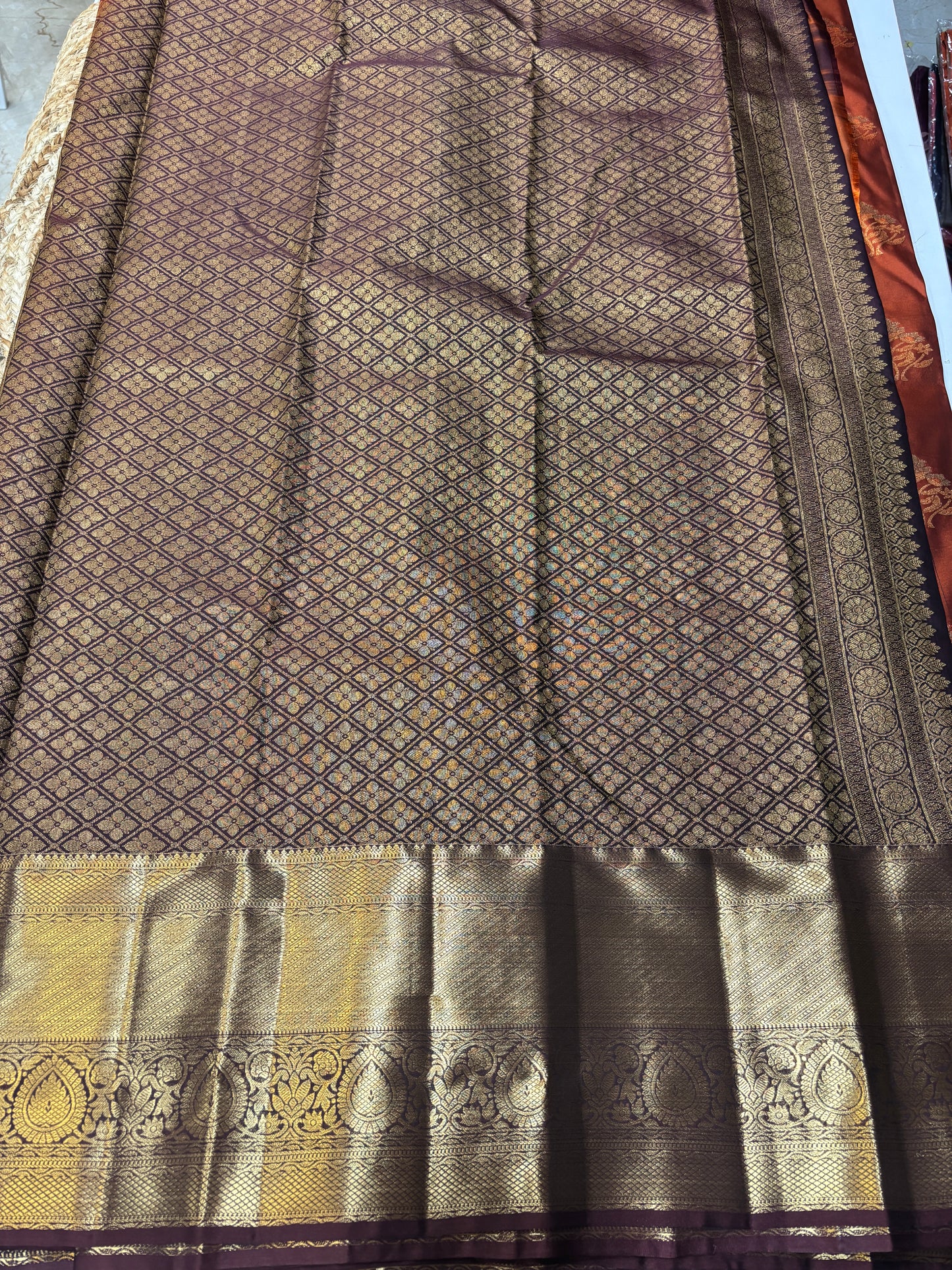Semi Kanchi Rust Orange Saree-11