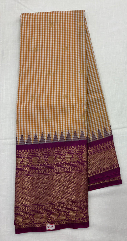 Semi Gadwal Checks Sarees