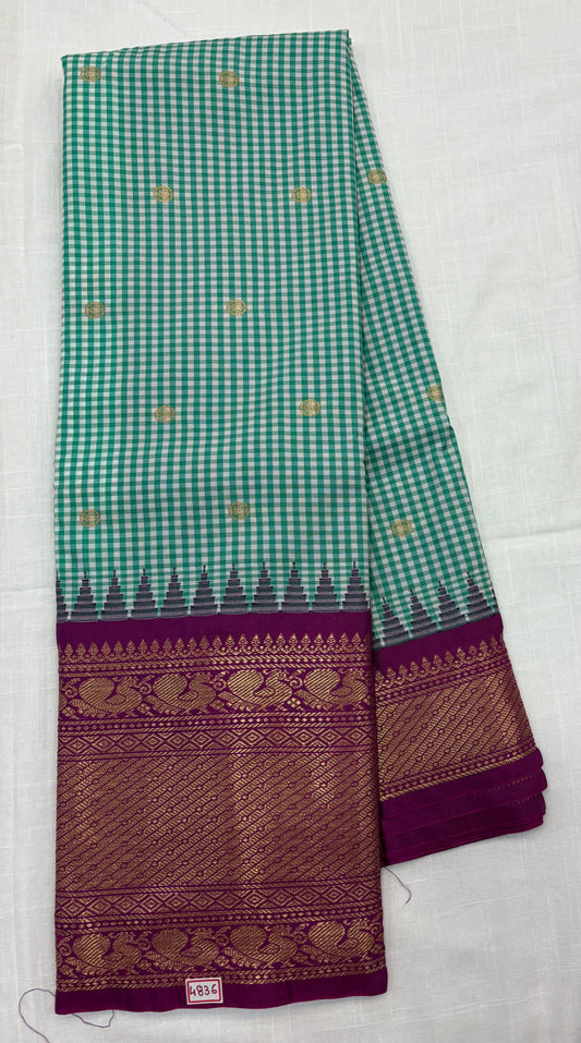 Semi Gadwal Checks Sarees