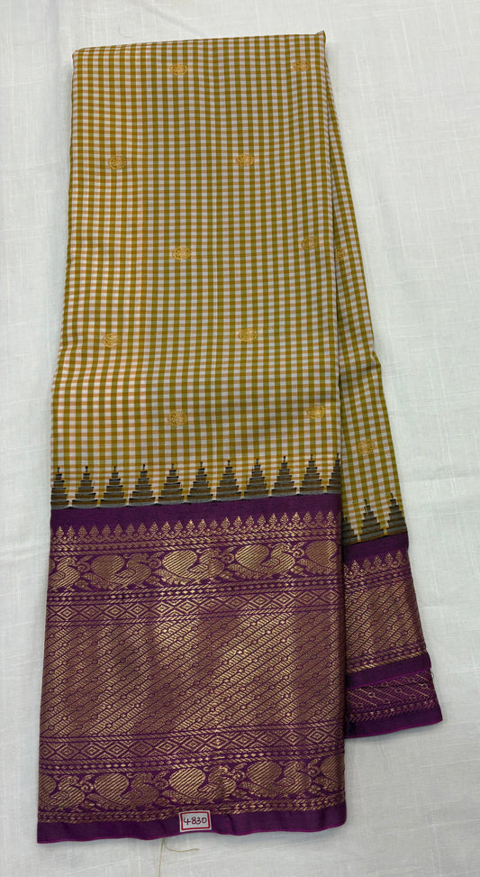 Semi Gadwal Checks Sarees