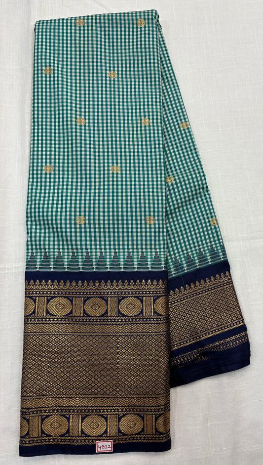 Semi Gadwal Checks Sarees
