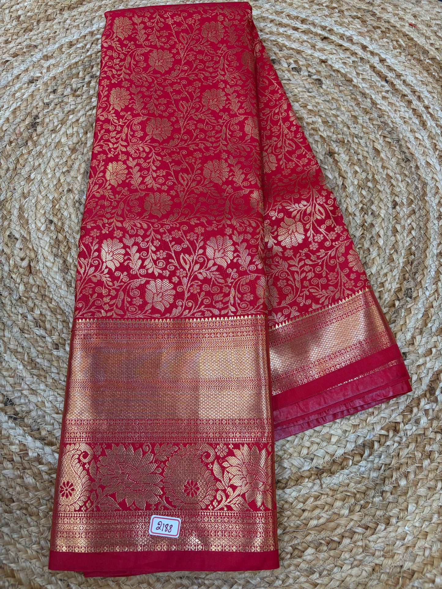 Self Red Semi Kanchi Pattu Sarees