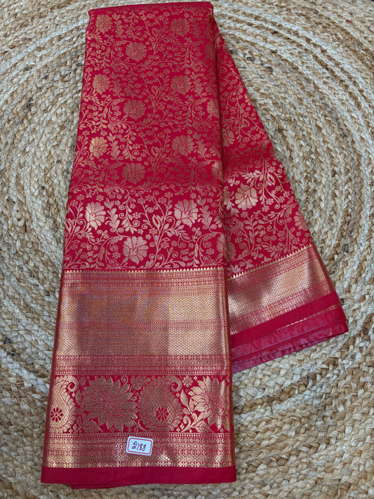 Self Red Semi Kanchi Pattu Sarees