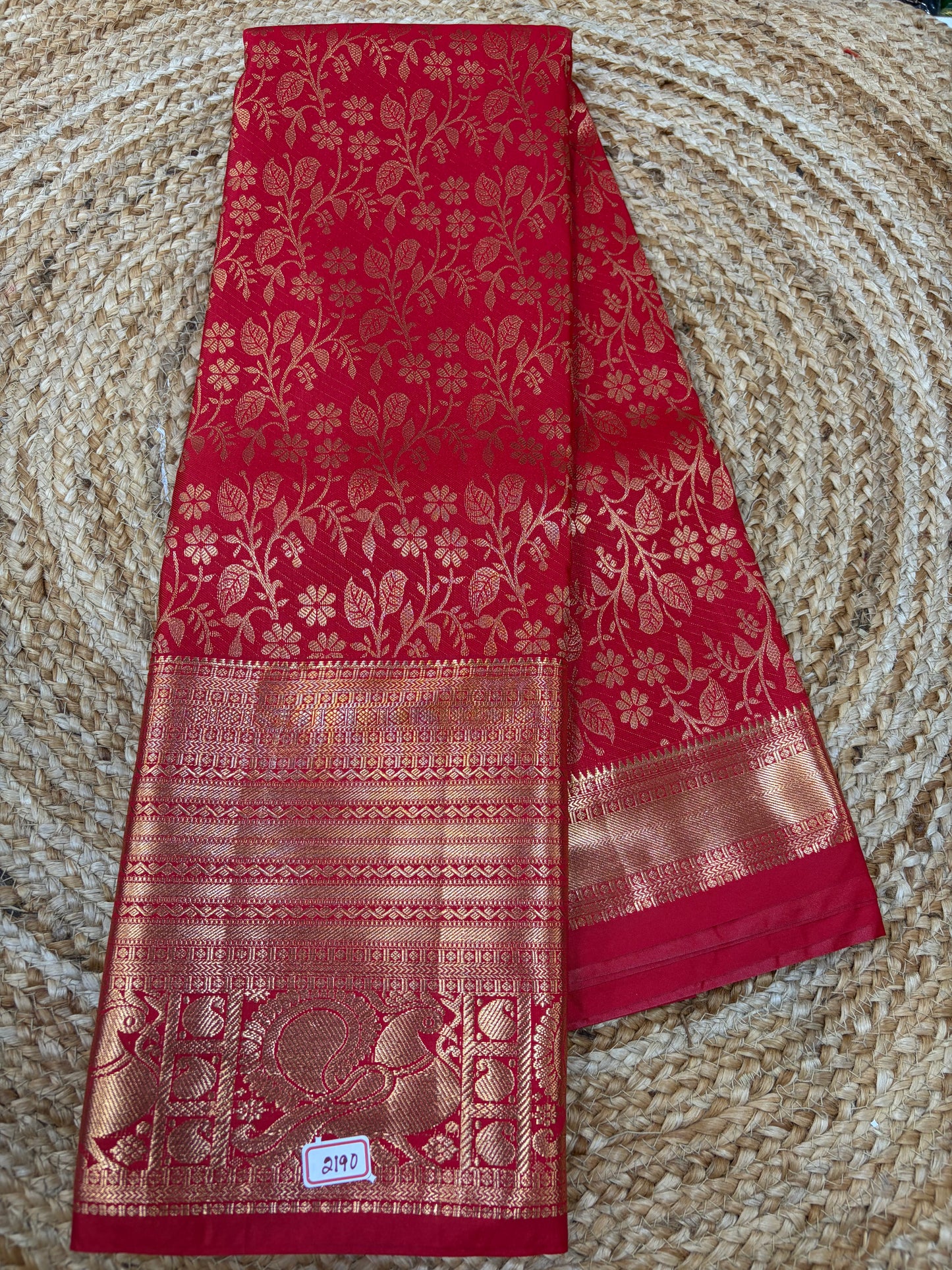 Self Red Semi Kanchi Pattu Sarees