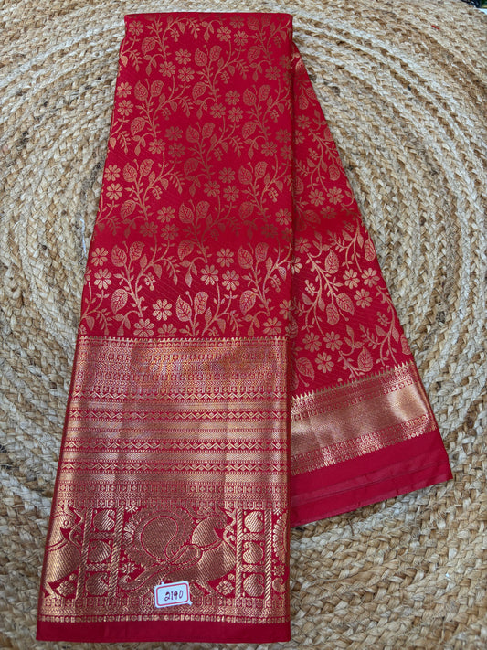 Self Red Semi Kanchi Pattu Sarees