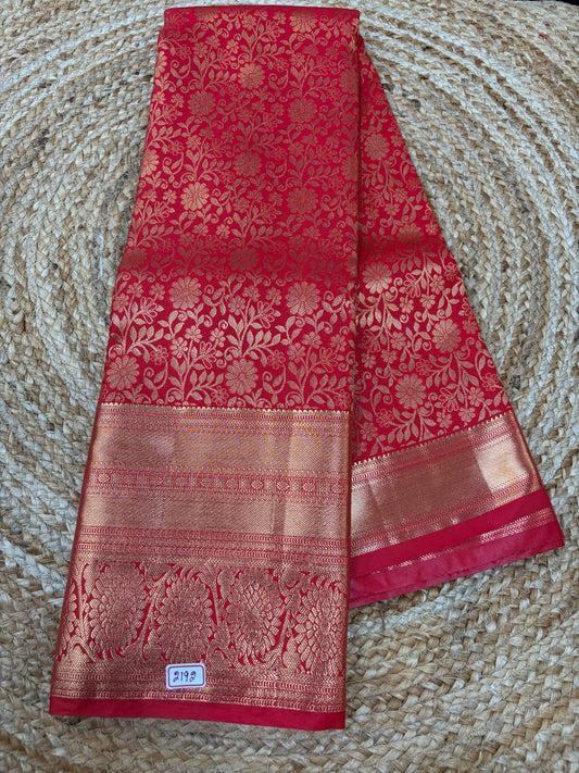 Self Red Semi Kanchi Pattu Sarees