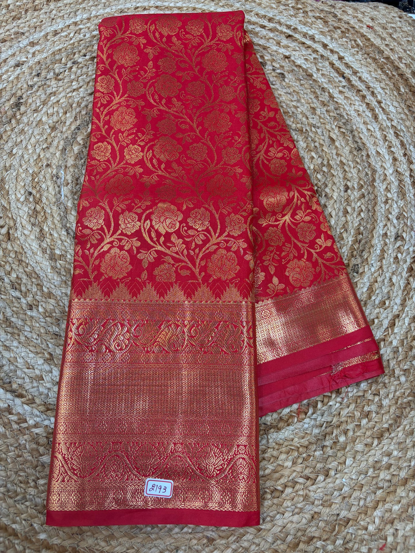 Self Red Semi Kanchi Pattu Sarees