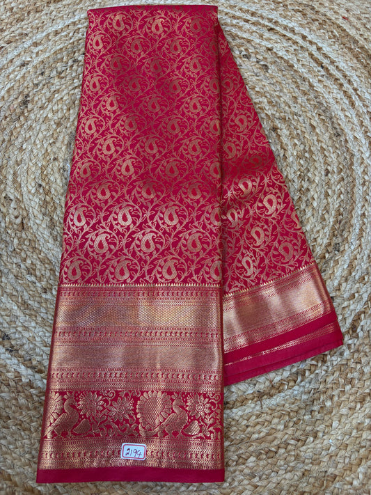 Self Red Semi Kanchi Pattu Sarees
