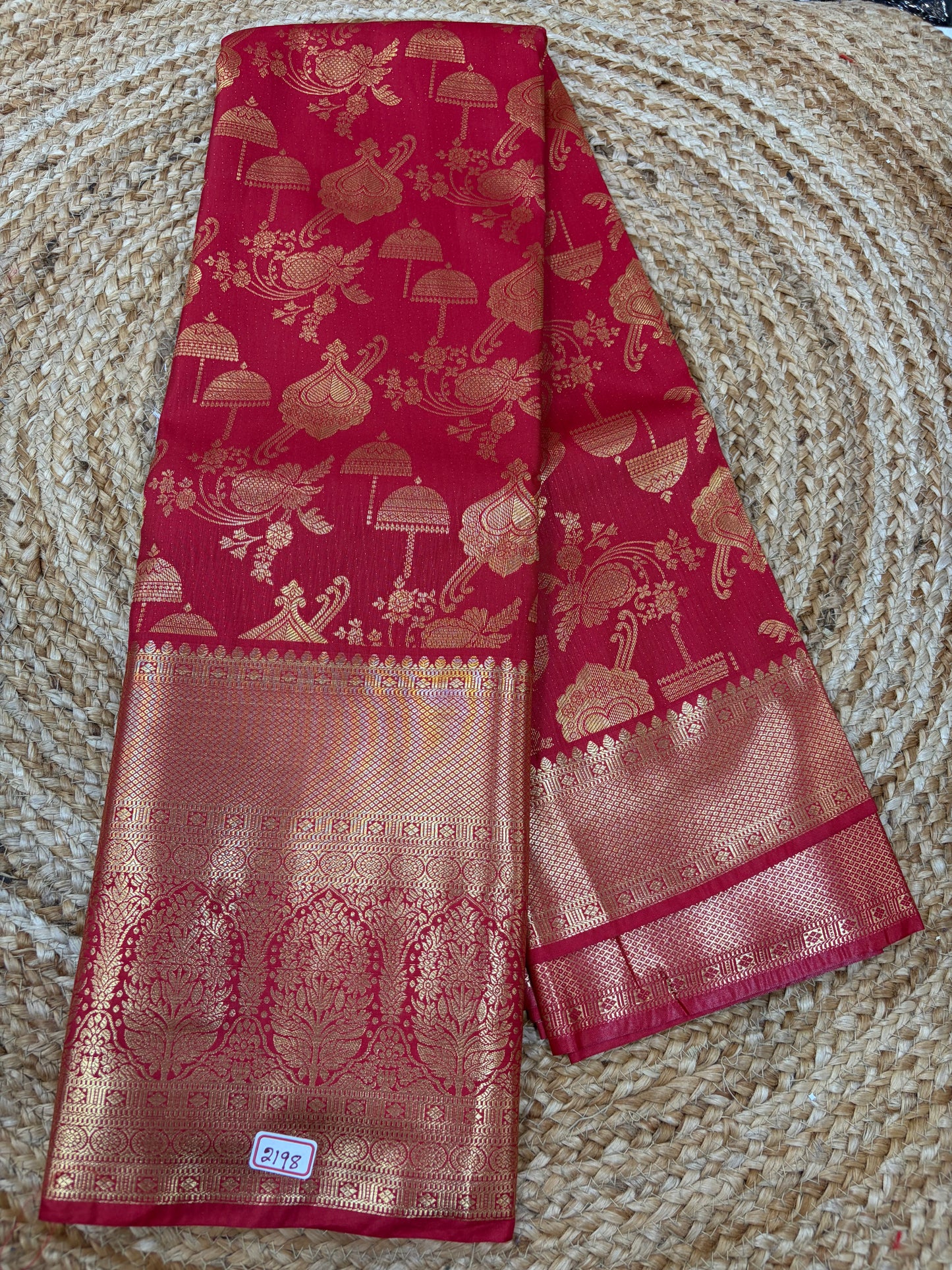 Self Red Semi Kanchi Pattu Sarees