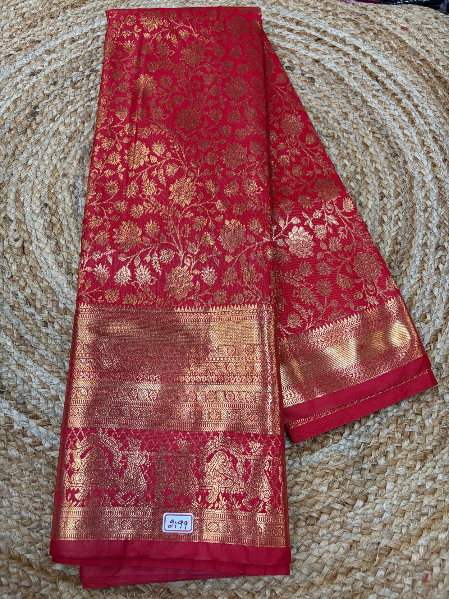 Self Red Semi Kanchi Pattu Sarees