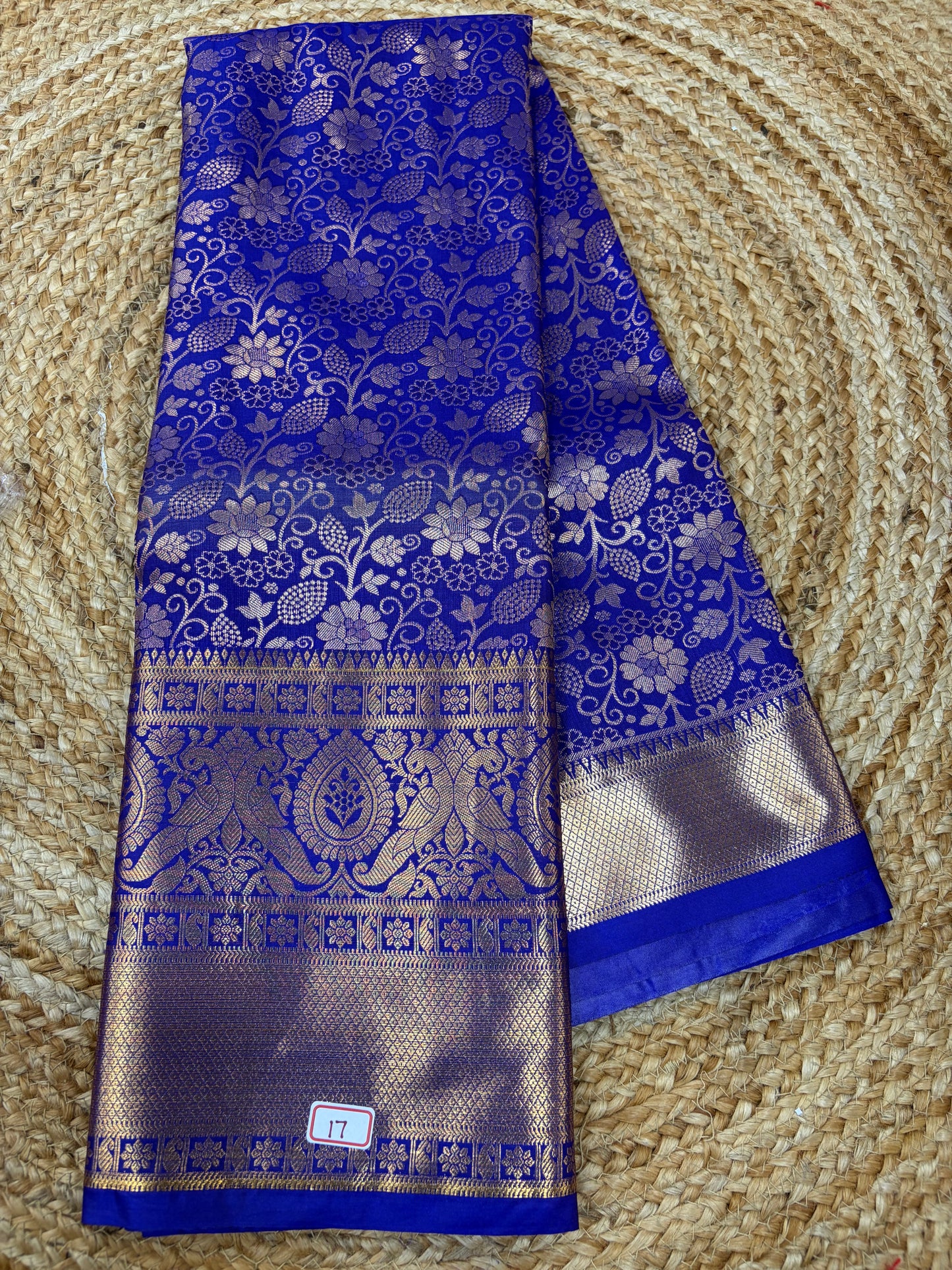 Self Blue Semi Kanchi Pattu Sarees