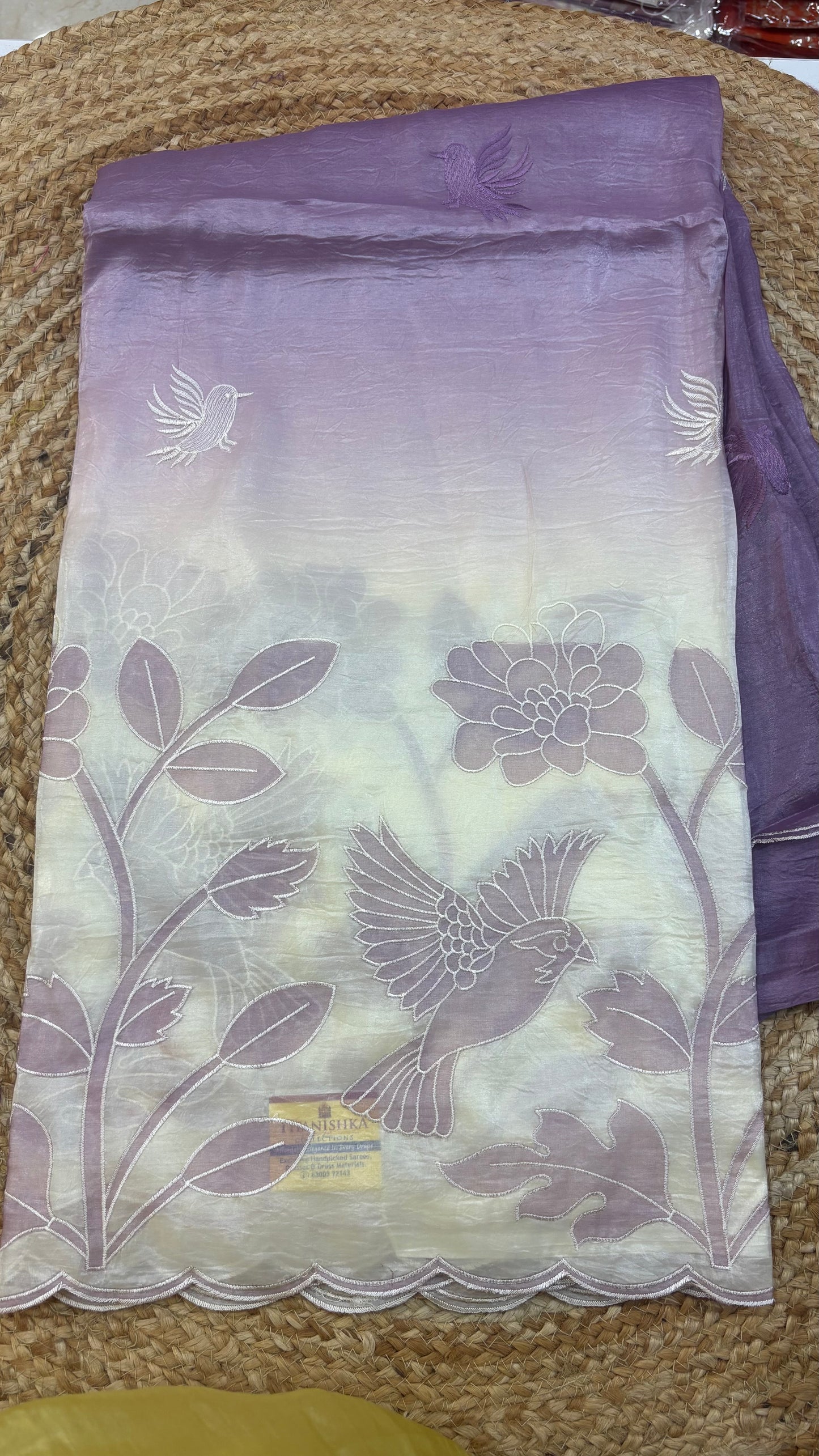 Soft Organza Applique Embroidery  Sarees