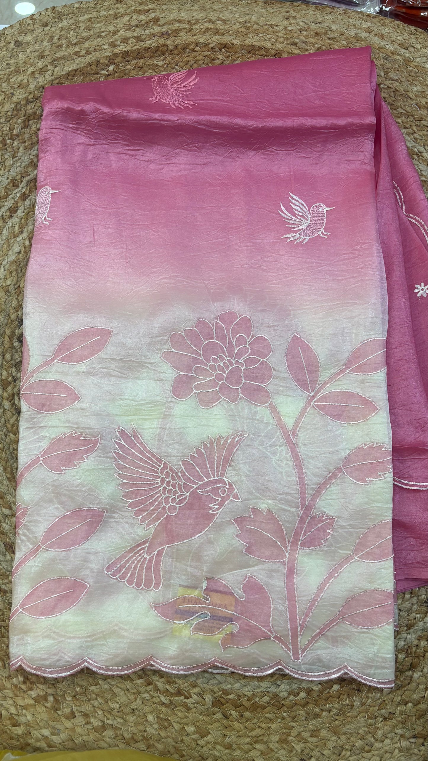 Soft Organza Applique Embroidery  Sarees