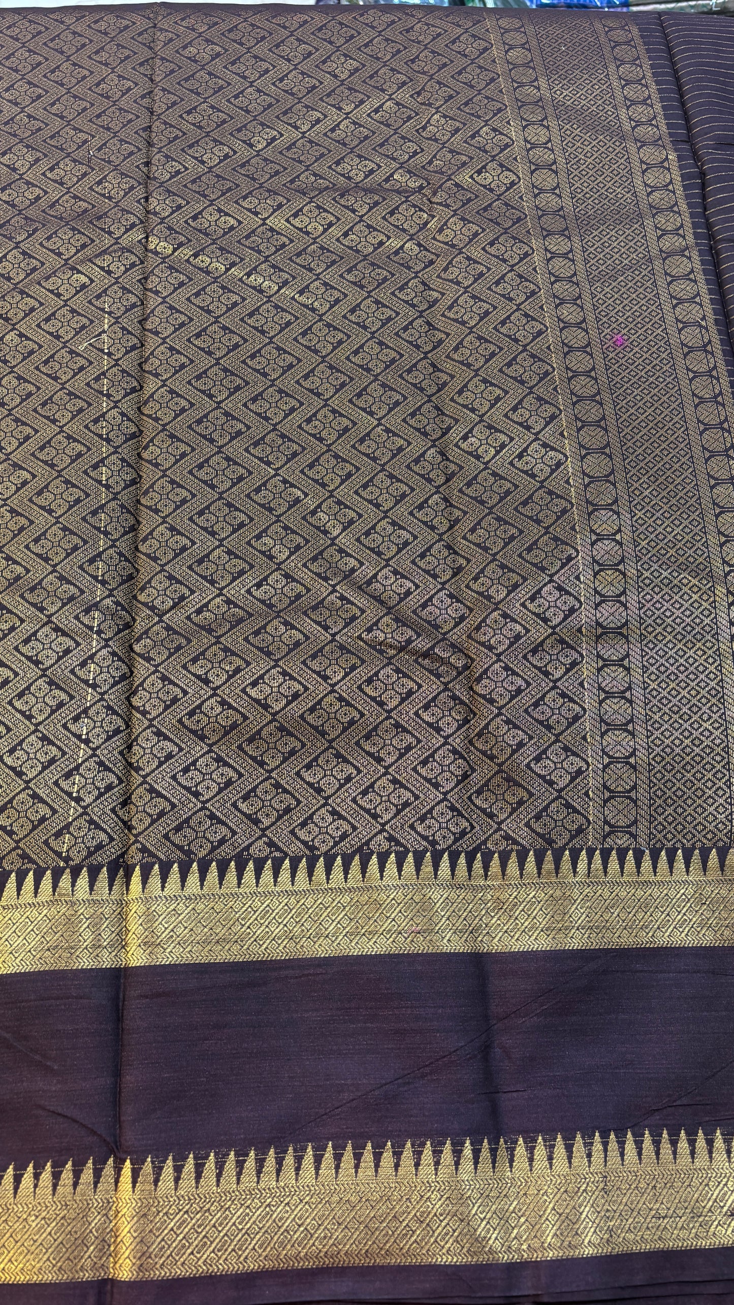 Semi Gadwal Rust Orange with Brown Saree